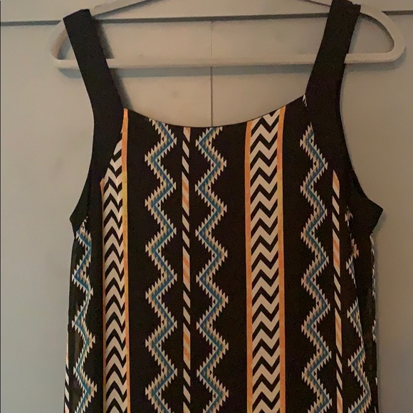 Zouk: Aztec Print Maxi Dress with Sheer Overlay - Picture 2 of 6